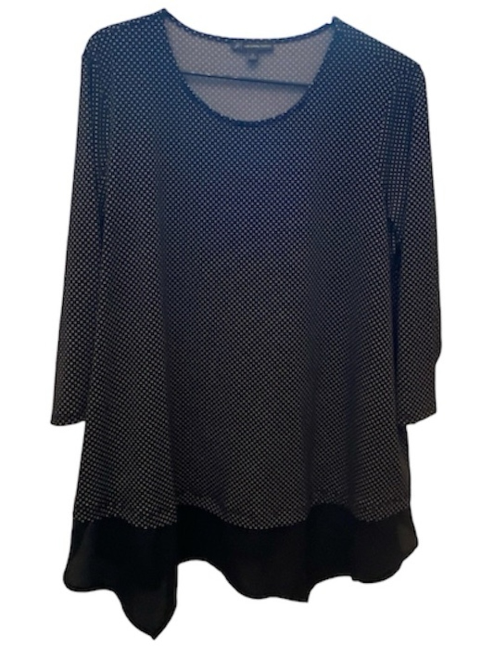 Adrianna Papell Black and White Polka Dot Tunic with Flounce Hem, 1X
